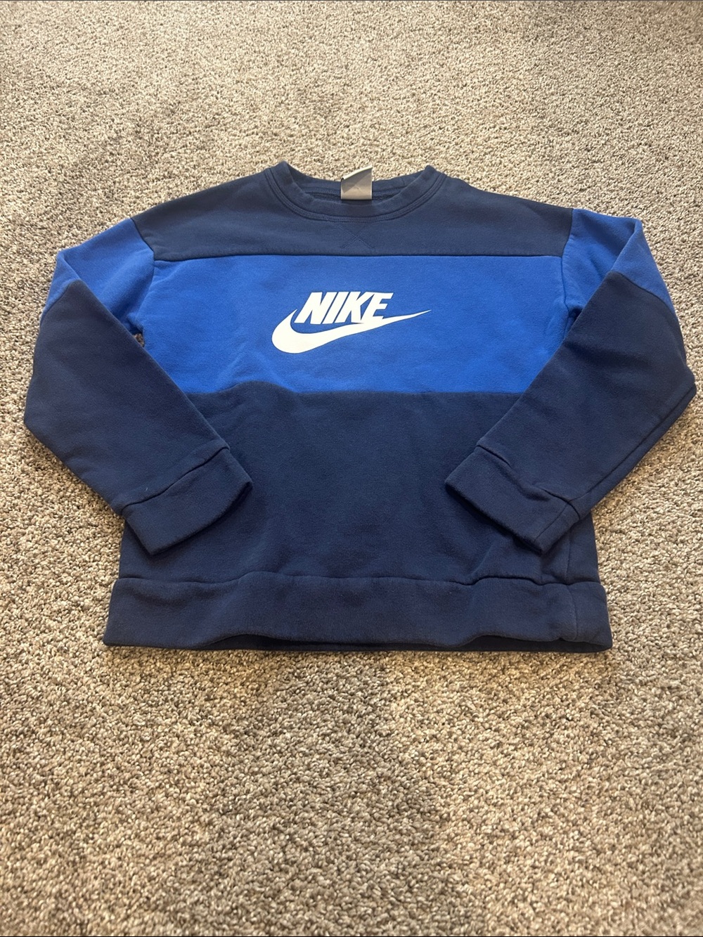 Nike Kids Navy and Royal Blue Colorblock Crew Sweatshirt